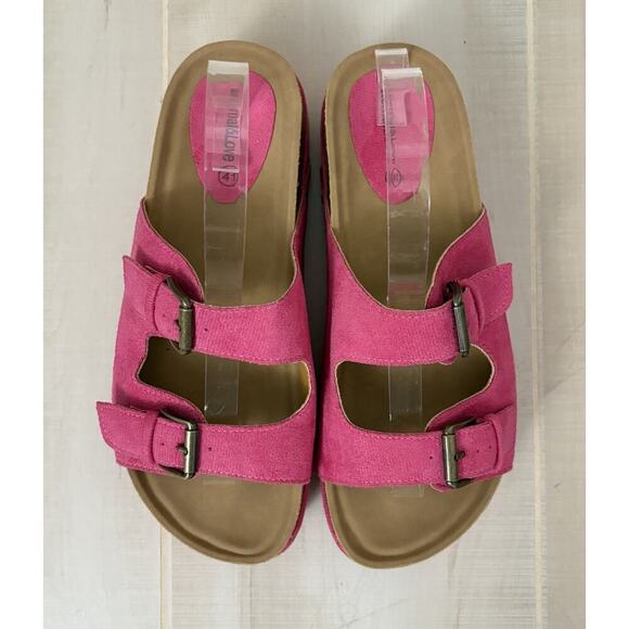 Eternal & Love PINK SUEDE BUCKLE PLATFORM SANDALS Women’s Sz 41 (US Sz 10) NEW - Picture 2 of 11